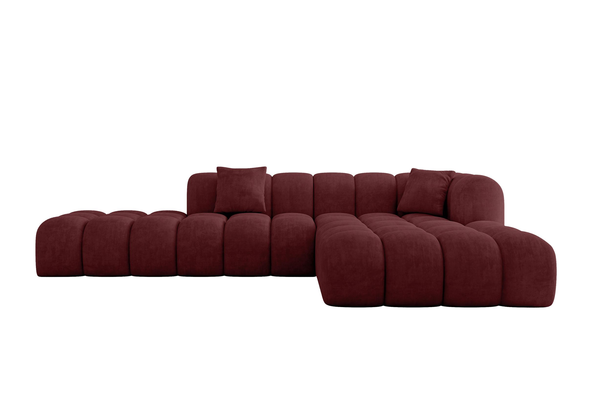 ECKSOFA Ottomane Rechts OLEA-L2 - 289x176x71 cm Bordeaux - Bordeaux/Schwarz, Holzwerkstoff/Kunststoff (289/176cm) - ALTDECOR
