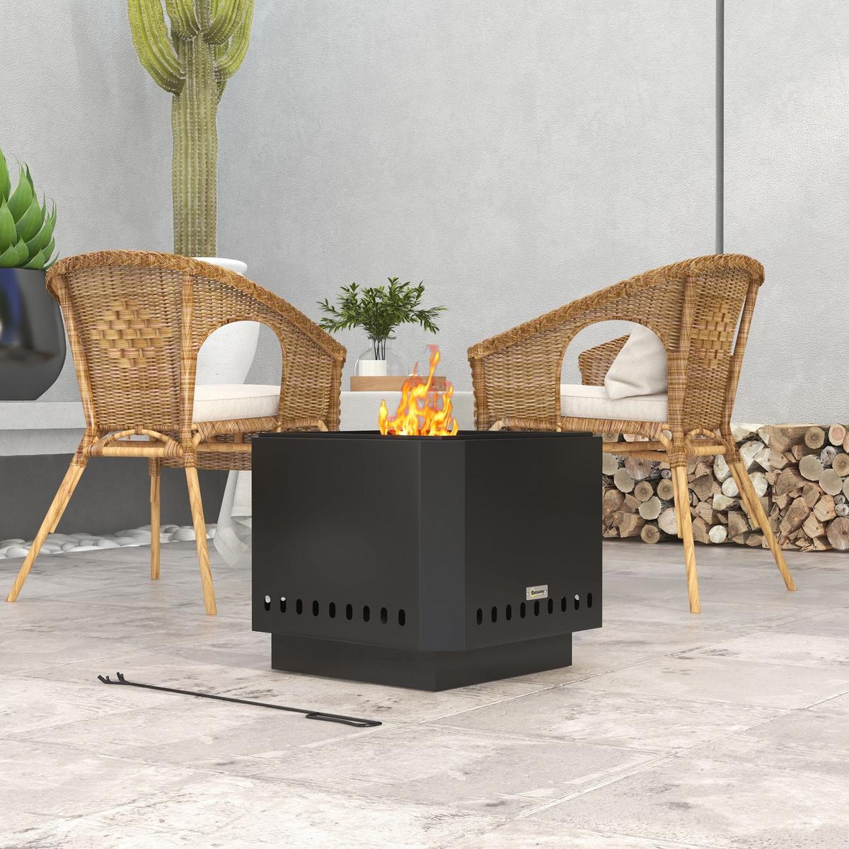 FEUERSCHALE, Metall, Schwarz - Schwarz, Metall (48/41/48cm) - Outsunny