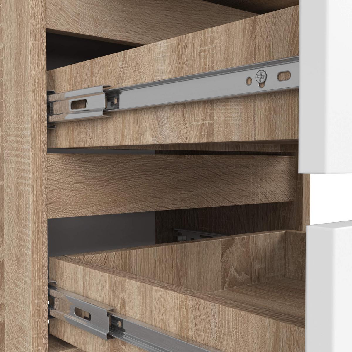 KOMMODE Eiche Sonoma, Weiß 109/40/35 - Weiß, Holzwerkstoff (40/109/35cm) - RAUMHIRSCH FURNITURE