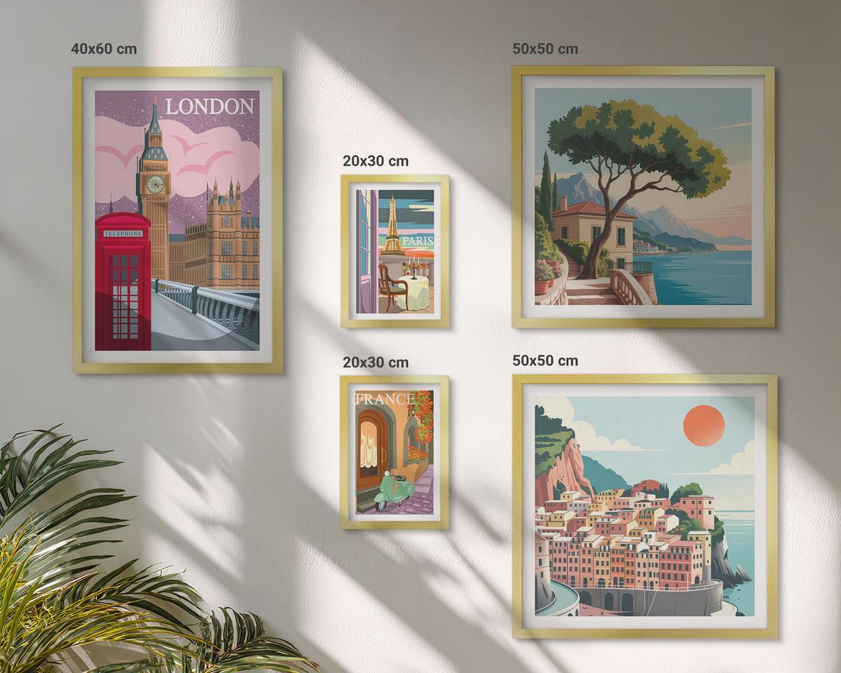 BILDER SET 5er Set - 50x50 cm & 20x30 cm & 40x60 cm Goldrahmen - Obstposter Zitronen Orangen - Goldfarben, Kunststoff (40/60cm) - TULUP