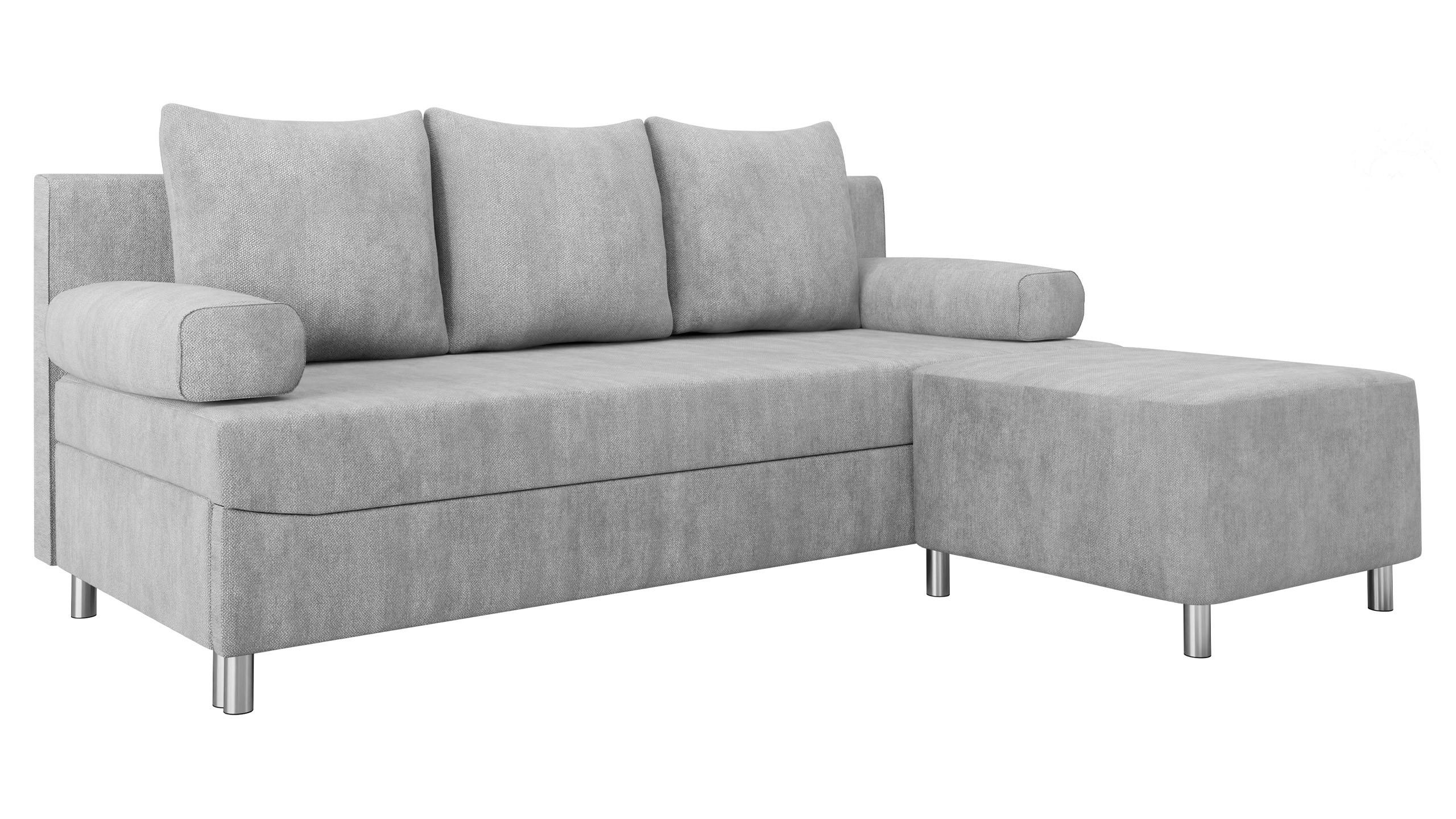SCHLAFSOFA Dover mit Polsterhocker - Chromfarben/Alufarben, Holz/Kunststoff (192/86/80cm) - MIRJAN24