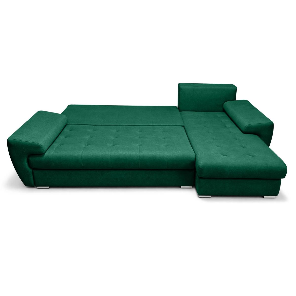 ECKSOFA L Form Manisa Grün 234/145/83 cm Rechts mit Schlaffunktion - Silberfarben/Grün, Kunststoff/Textil (234/145cm) - AX Living