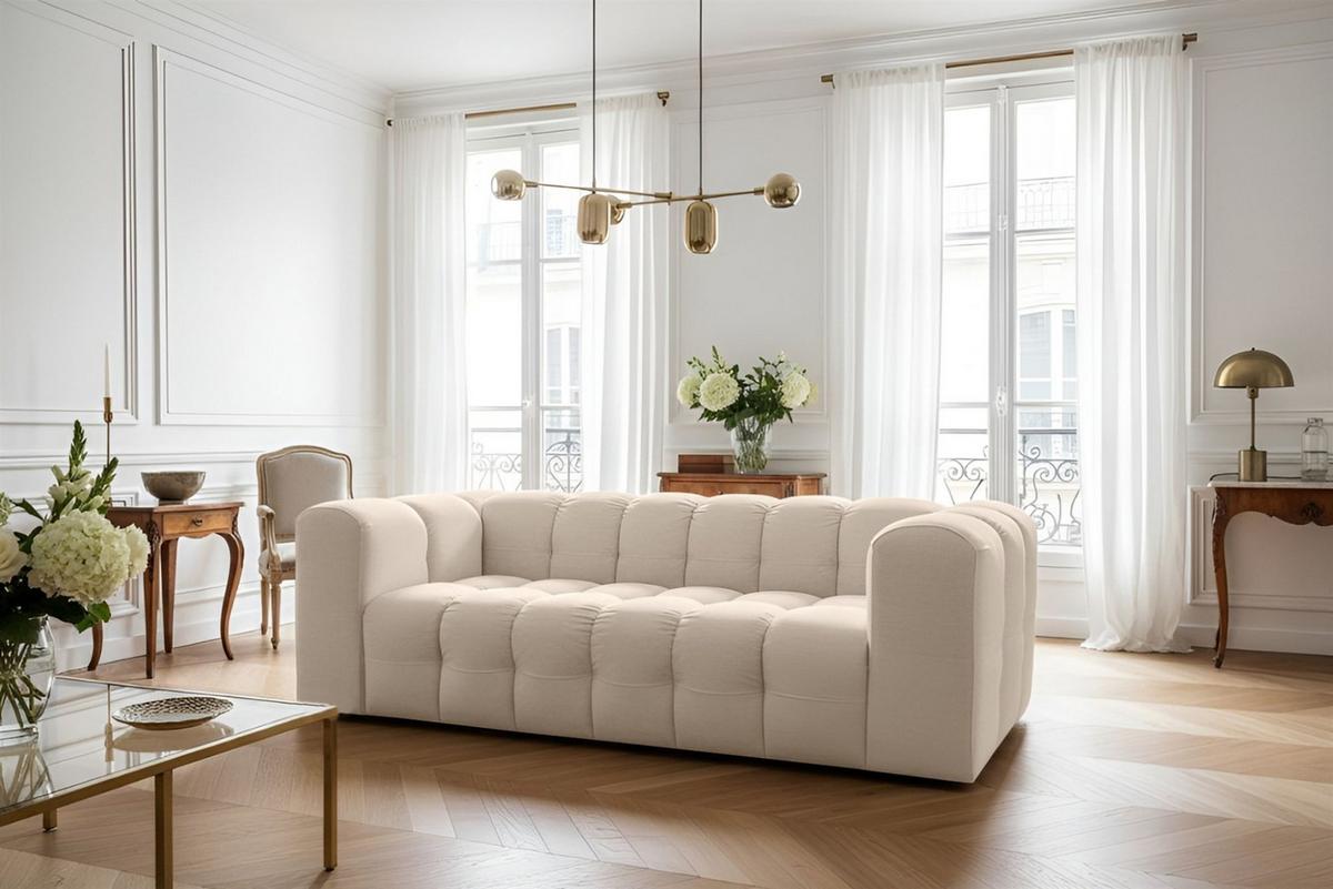 SOFASET Solvie 3-3 In Tiffani - Beige, Holzwerkstoff/Textil (230/75/106cm) - Fun Möbel