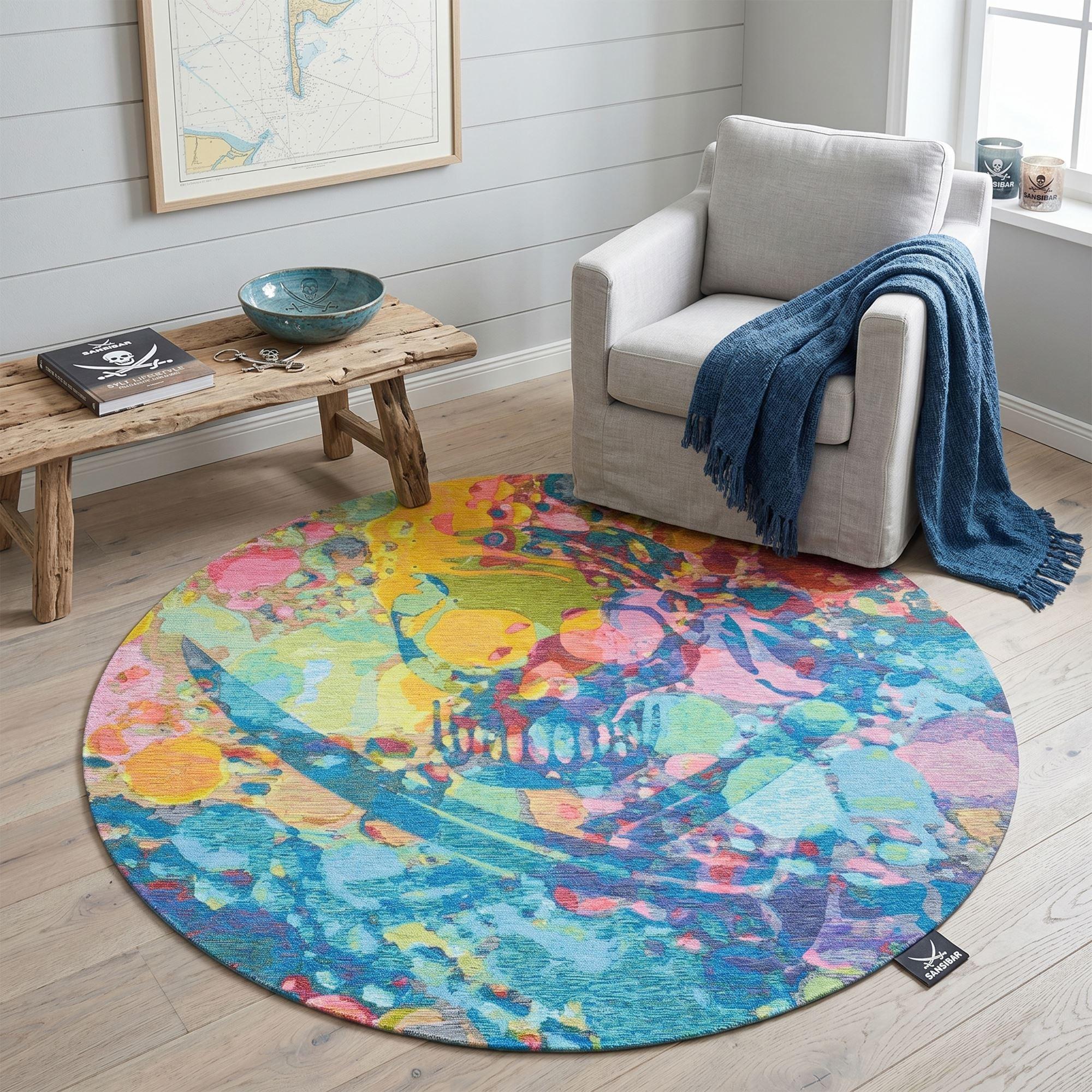 FLACHWEBTEPPICH Keitum 100x100 cm - Multicolor, Textil (100/100cm) - Sansibar SYLT