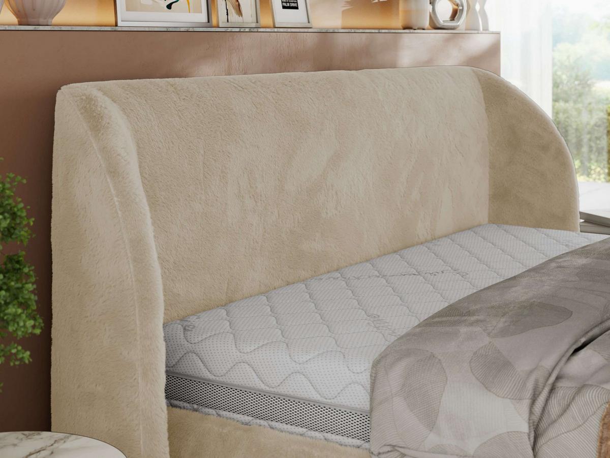 POLSTERBETT CAELA CLASSIC 140/200 - Creme Plüsch - Multipocket-Matratze - Creme, Textil (140/200cm) - MKS