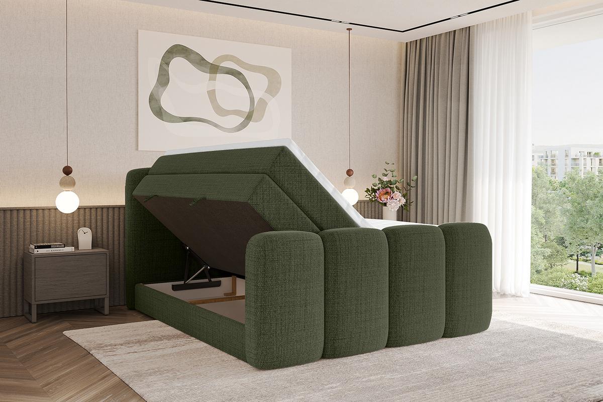 BOXBETT mit Matratze H3|H4 und Lattenrost - NINA-Z KING - 180x200 cm Aragon - Grün - Grün, Holzwerkstoff (180/200cm)