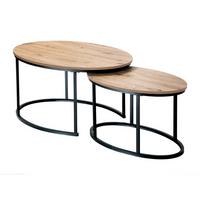 2ER-SET COUCHTISCHE ovale ineinanderstellbare in Eichenoptik 60/45/90 cm - Eschefarben, Holzwerkstoff (66/60/45cm) - Calicosy