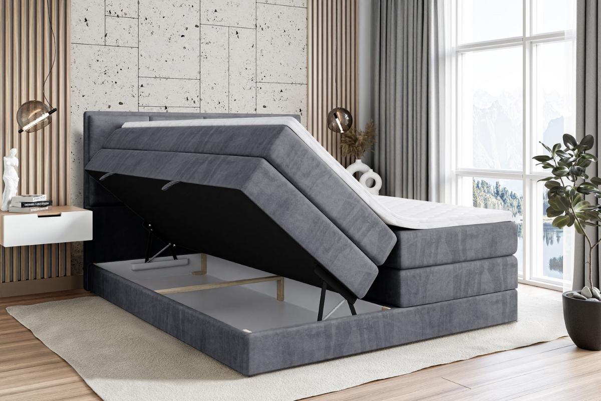 BOXSPRINGBETT NOVA KING - 140 x 200 - H3/H4 - Dunkelgrau - Dunkelgrau, Holzwerkstoff (140/200cm) - ALTDECOR