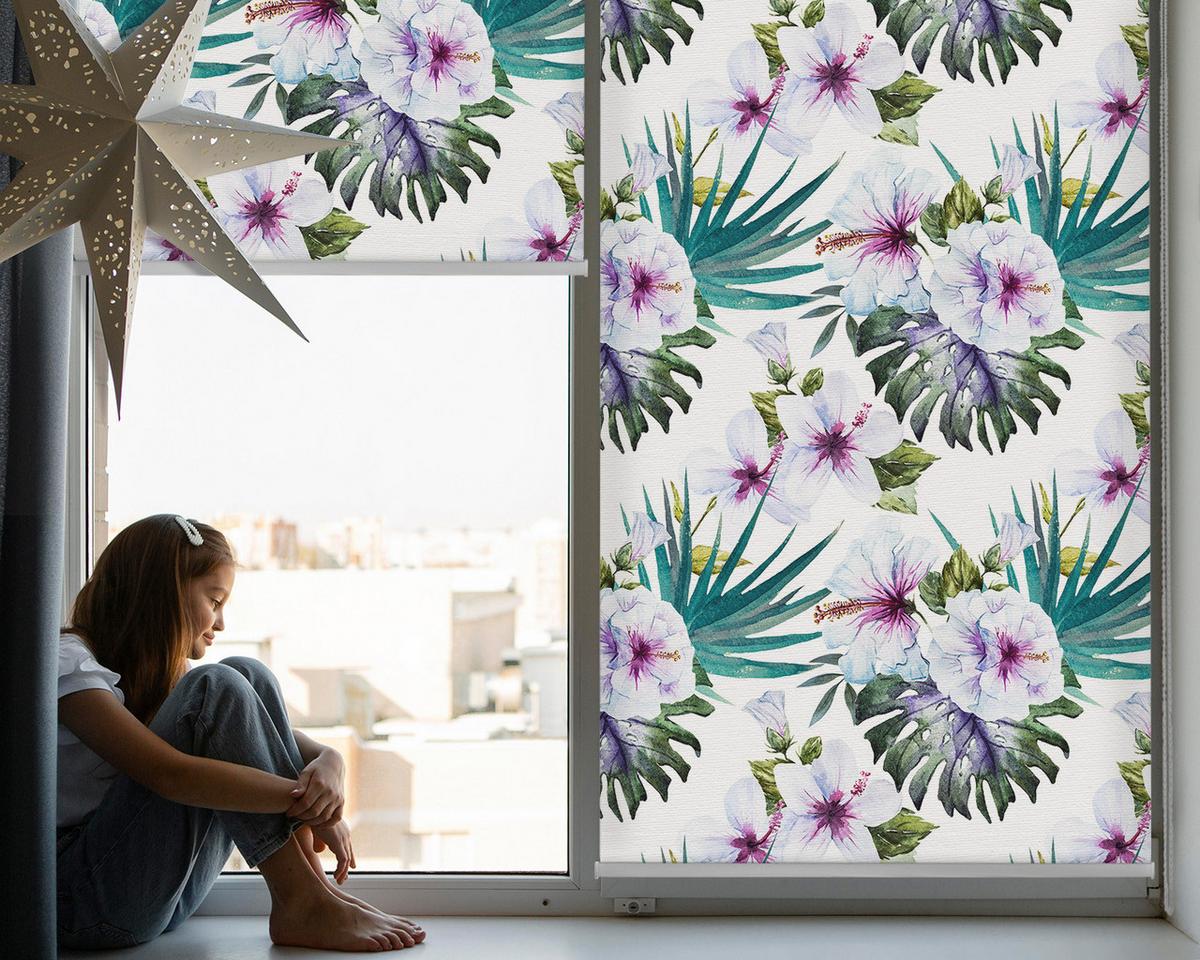 INNENROLLO - Fensterrollo - Rollo - 100x180 cm - Blumen - Grün, Kunststoff (100/180/0.5cm) - TULUP