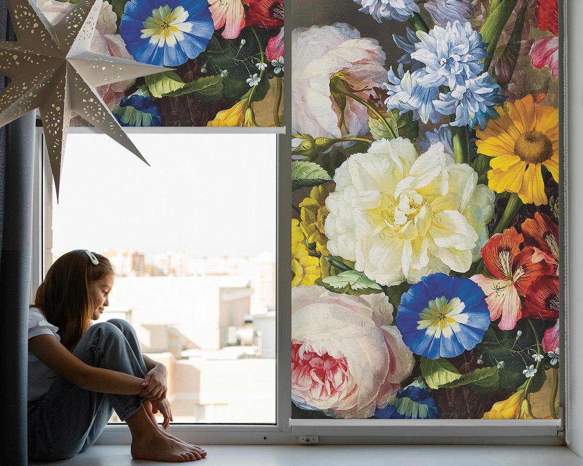 INNENROLLO - Fensterrollo - Rollo - 80x140 cm - Blumenstrauß - Grün, Kunststoff (80/140/0.5cm) - TULUP
