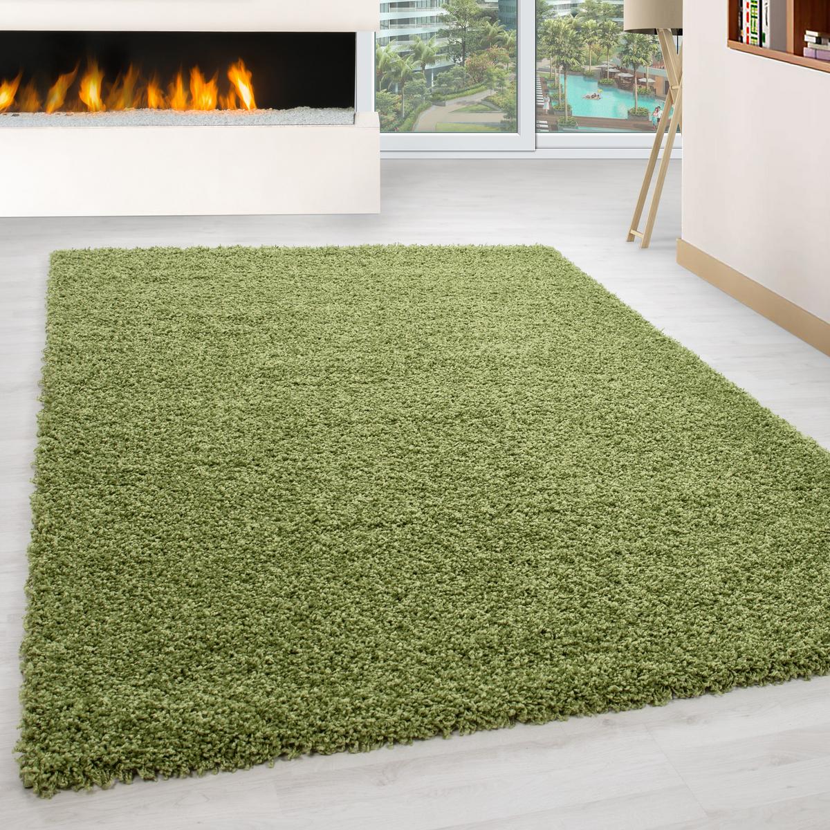 HOCHFLORTEPPICH RHEIN, einfarbig, Grün, 100 x 200 cm - Grün, Textil (200/100cm) - KADIMA DESIGN