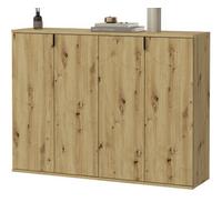KOMMODE Eiche Artisan 122 cm, Schuhschrank mit 12 Fächern - Schwarz/Eiche Artisan, Holzwerkstoff/Metall (122/99/34cm) - Inn.Furn