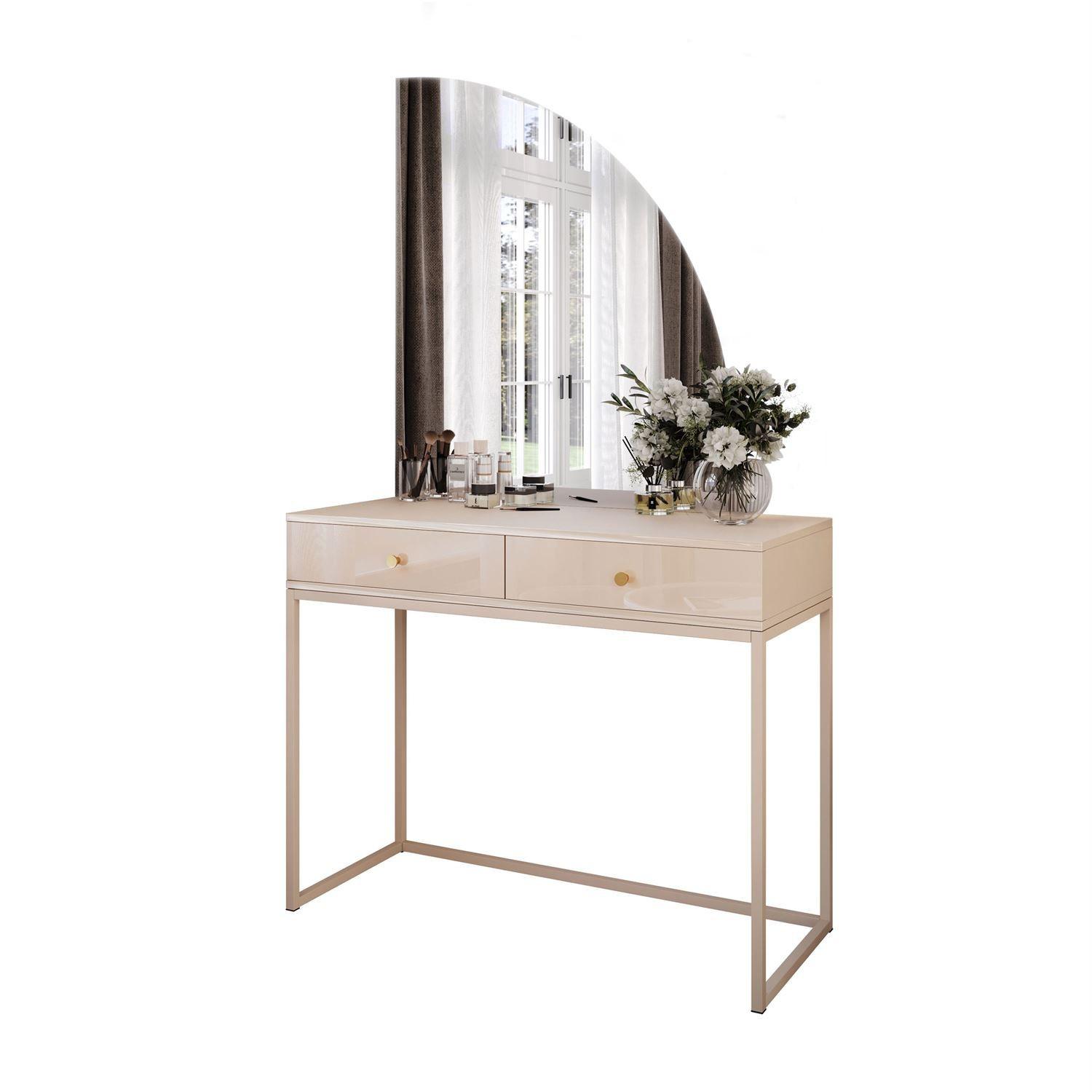 SCHMINKTISCH QUINNIE KASCHMIR mit LED-Spiegel rechts gold Griff - Kaschmir, Holzwerkstoff (100/175/42cm) - Lookway