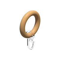 RUNDRINGE MIT FALTENHAKEN FÜR GARDINENSTANGEN 20 mm Ø, Buche, Packung 10 Stück - Buchefarben, Holz (20cm) - INTERDECO