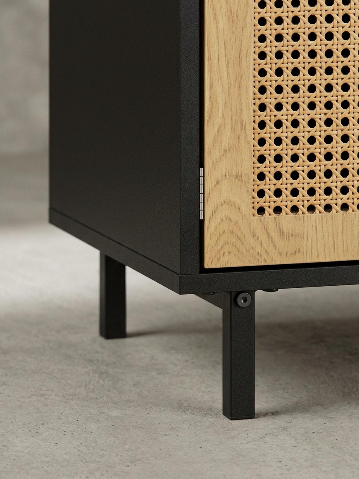 SIDEBOARD – Schwarz, 80x86,5x40 cm, mit Wiener Geflecht, 2 Türen, Schubladen, hoch - Schwarz, Holzwerkstoff/Metall (80/87/40cm) - KADIMA DESIGN