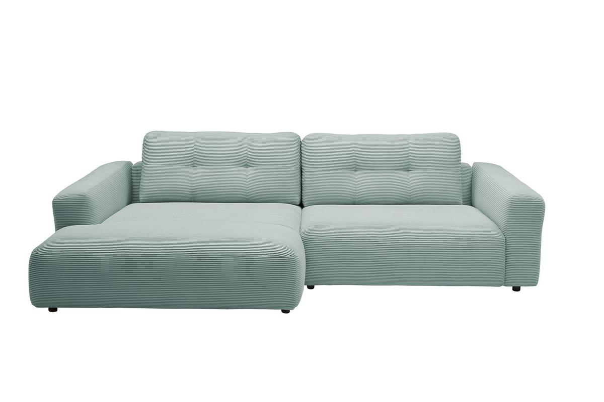 ECKSOFA MIKA Hellblau Cord - Schwarz/Hellblau, Kunststoff/Textil (276/167cm) - KAWOLA