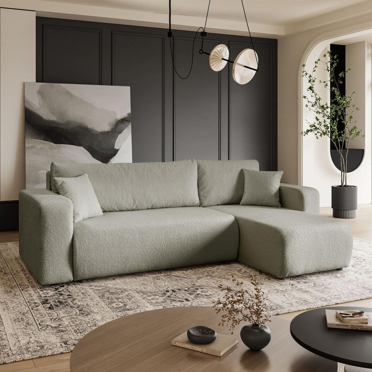ECKSOFA VESPO L mit Schlaffunktion und Bettkasten - Beige, Textil (247/143cm) - Lookway
