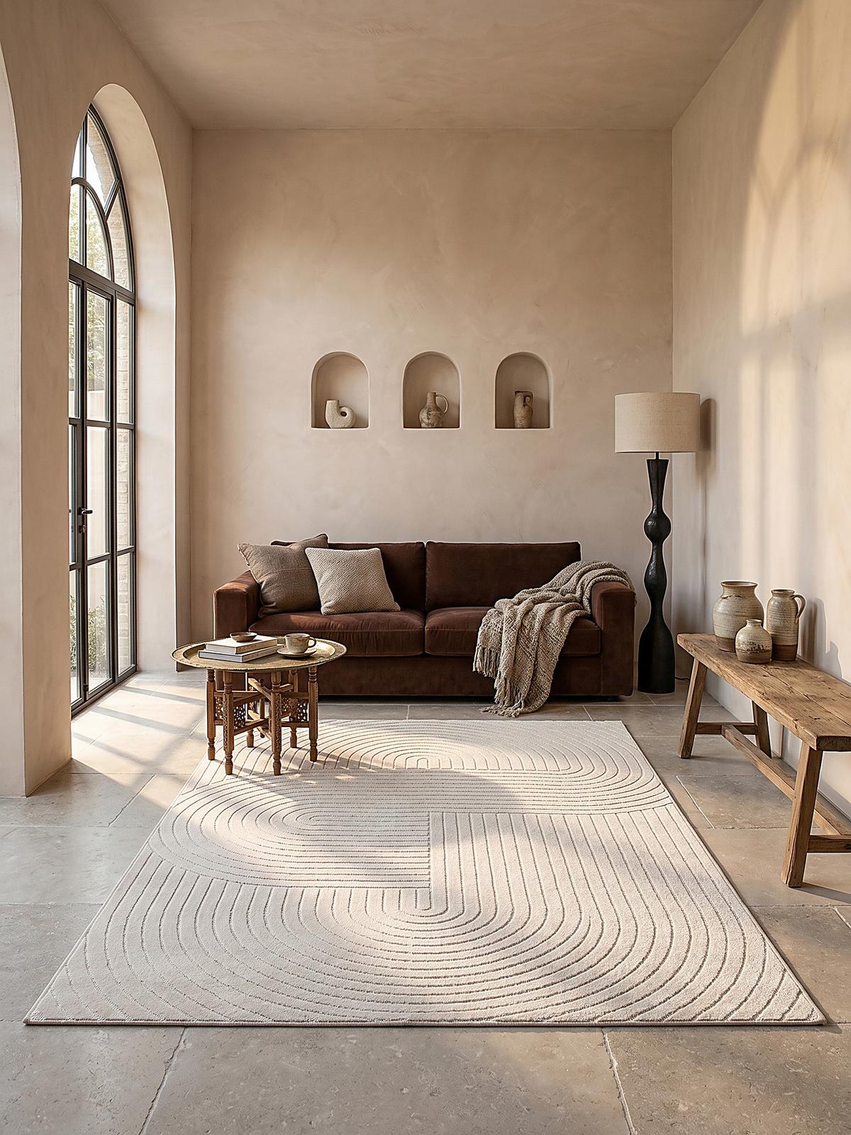 TEPPICH Outdoor Geometrisch MEZEN Polypropylen Creme 140 x 200 cm - Beige, Textil (140/200cm) - KADIMA DESIGN
