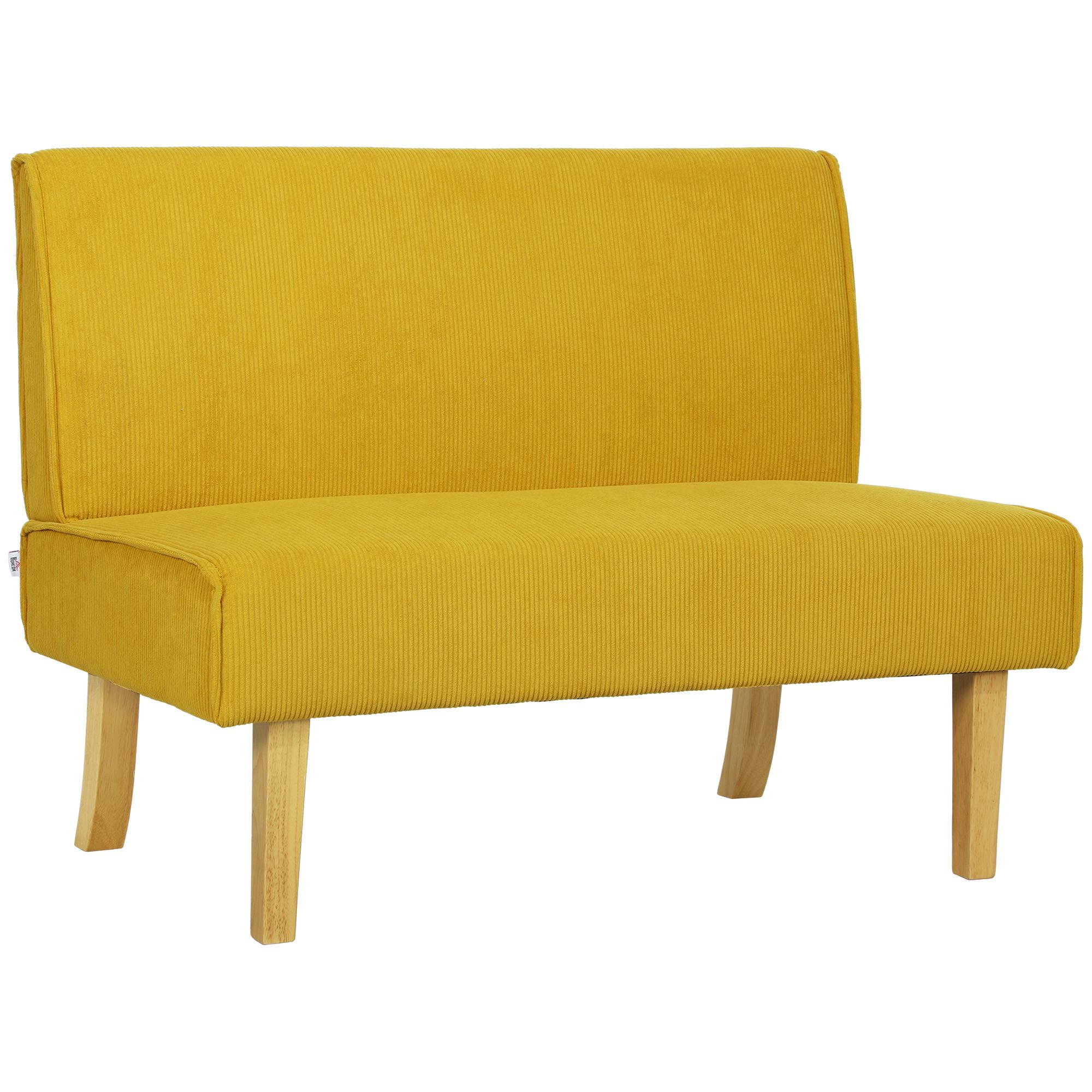 SOFA 2 Sitzer, mit Cord-Optik, 110 x 62 x 85 cm, Gelb - Gelb, Textil (62/85/110cm) - HOMCOM