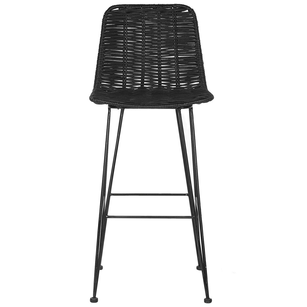 BARHOCKER 2er-Set Rattan Schwarz Cassita - Schwarz, Naturmaterialien/Metall (43/103/47cm) - Beliani