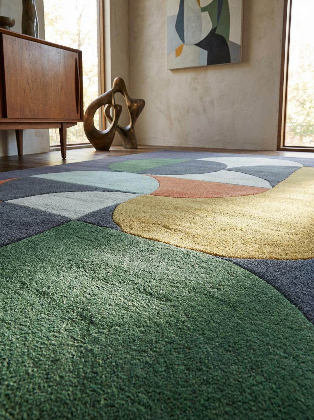 WOLLTEPPICH handgewebt HULL-Beverley, geometrisch, Dunkelblau, 120 x 170 cm - Multicolor, Textil (170/120cm) - KADIMA DESIGN