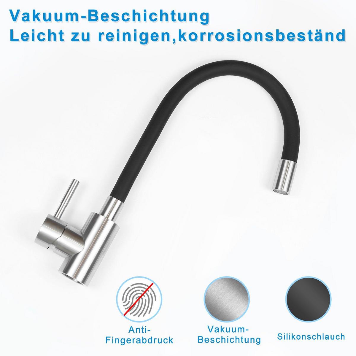 KÜCHENARMATUR Flutis 4.1/35.9/25.9 cm - Schwarz, Metall (4.1/35.9/25.9cm) - ZMH