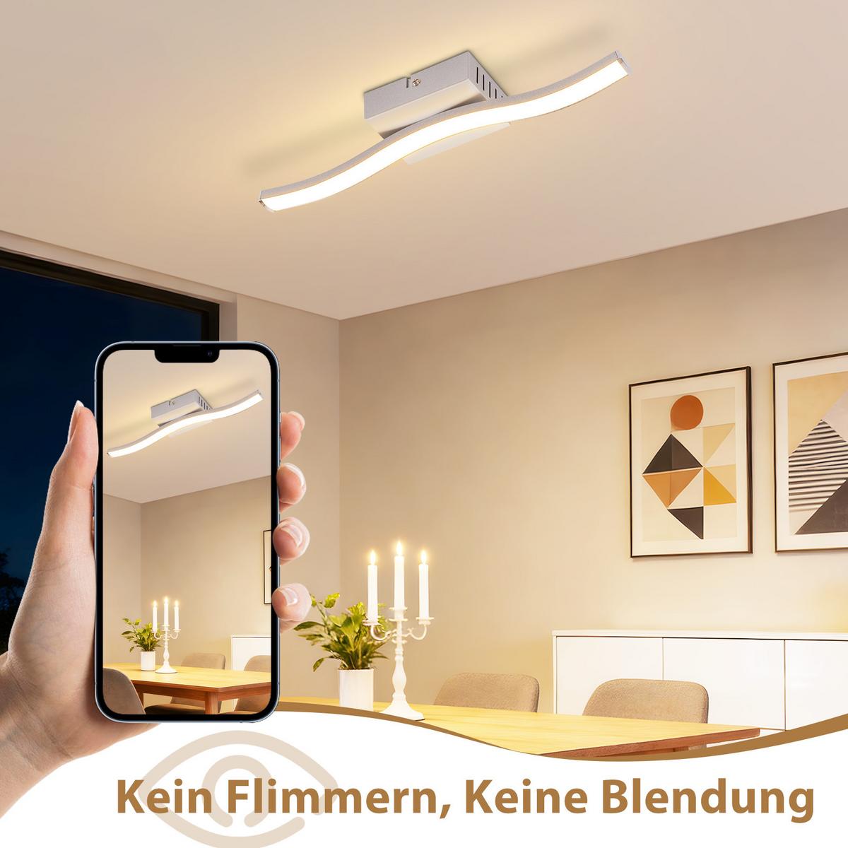 LED DECKENLEUCHTE Nimbus 34.5/7/5.5 cm - Silberfarben, Kunststoff (34.5/7/5.5cm) - ZMH