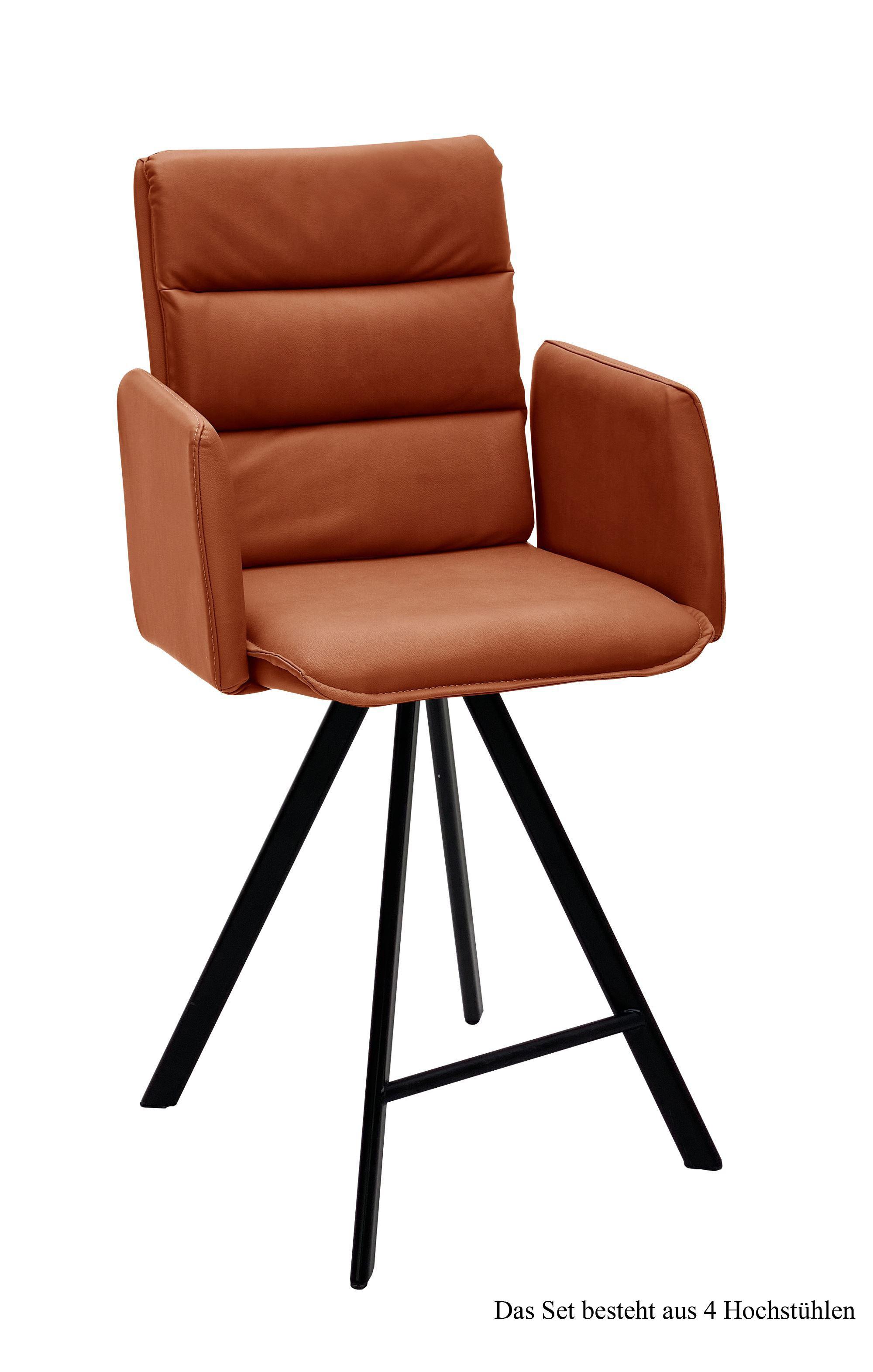 THEKENSTUHL (4er-Set) Delicia 52x109x60 Schwarz/Cognac - Cognac/Schwarz, Kunststoff (60/109/52cm) - 58aufmkessel