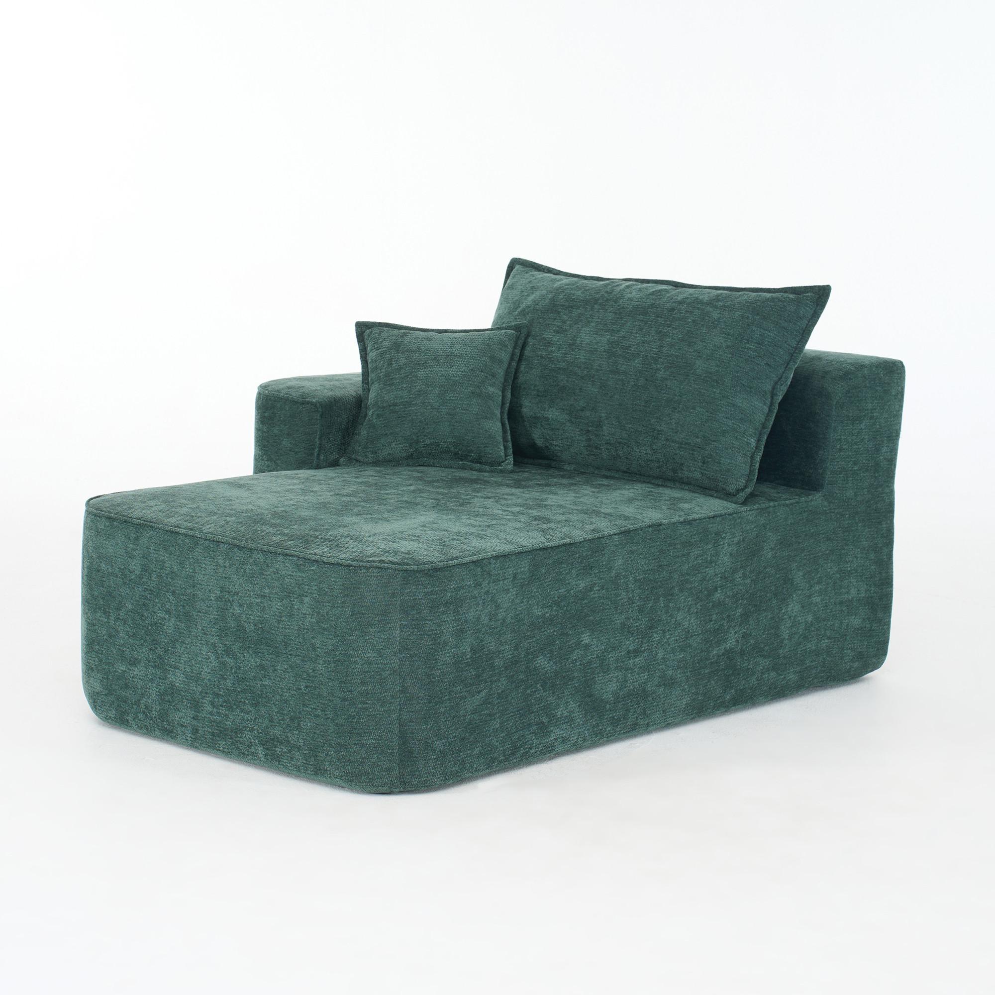 CHAISE LONGUE premium chenille relaxliege montagefrei - Grün, Textil (144/65/112cm) - Urban Meuble