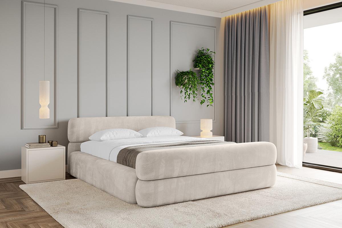 POLSTERBETT mit Bettkasten, Fußteil und Lattenrost, Boxbett mit Matratze H3/H4 - ENORA-Z-V1 180x200 Beige - Beige, Holzwerkstoff/Textil (180/200cm) - ALTDECOR
