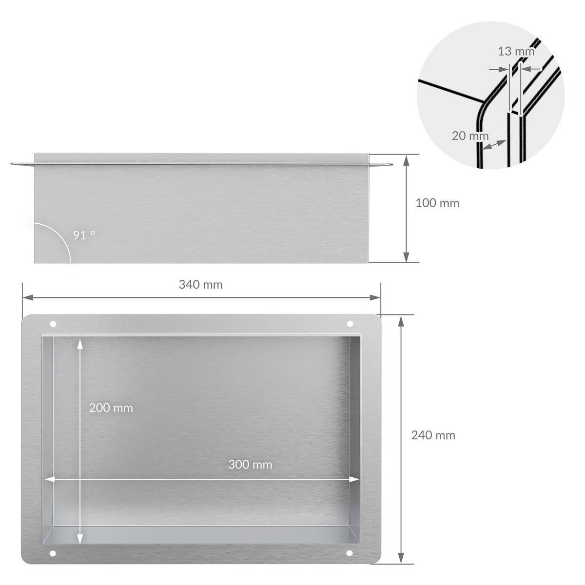 DUSCHNISCHE Silber 30/20 cm - Silberfarben, Metall (30/20/10cm) - LuxeBath