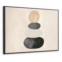 LEINWAND Bilder mit Rahmen - Japandi - Wabi sabi - Beige - 100x70 - Taupe, Textil (100/70cm) - MuchoWow