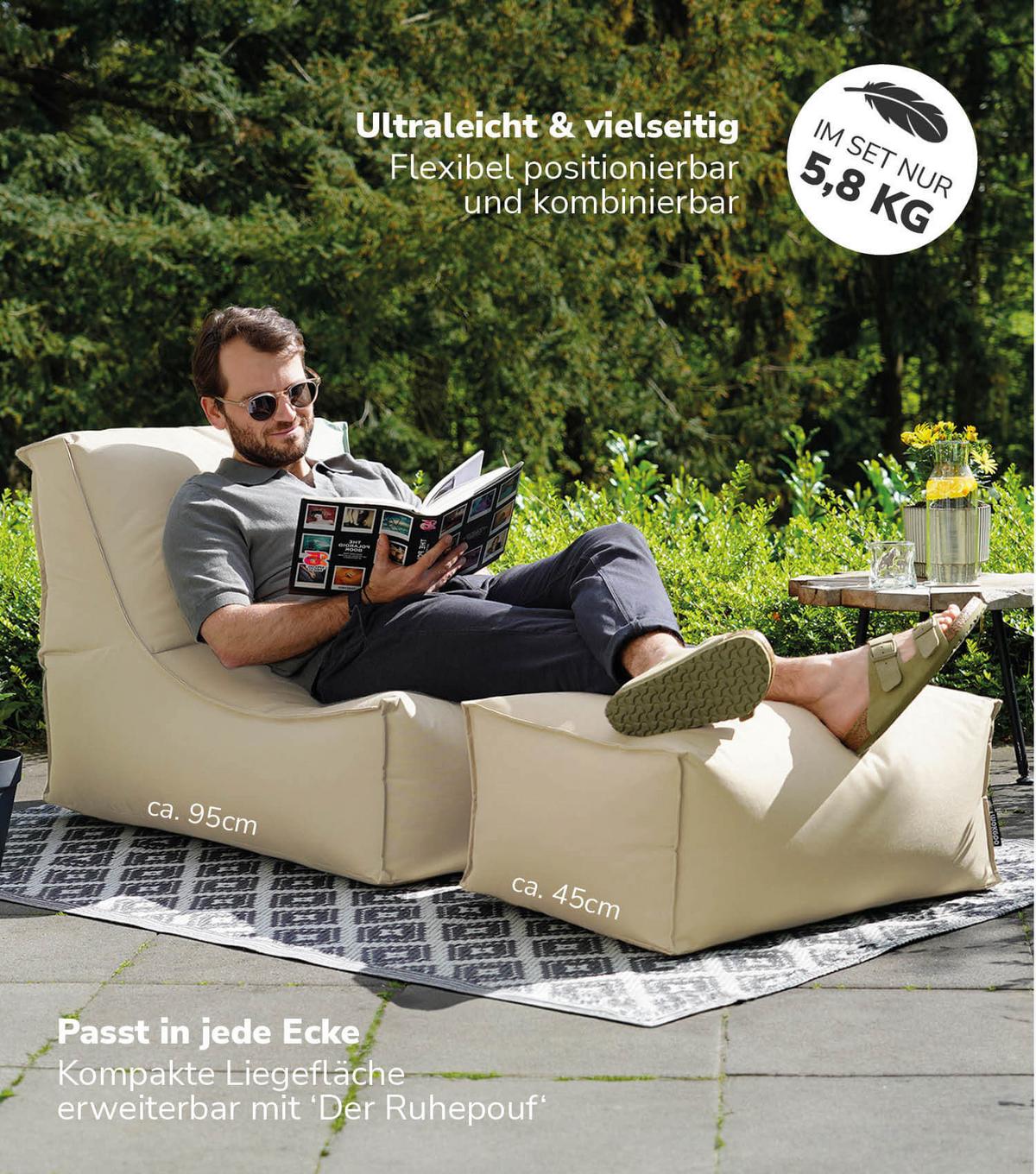 OUTDOOR SITZSACK mit Schutzhülle Der Sundowner - Beige, Textil (60/65/95cm) - Mokebo