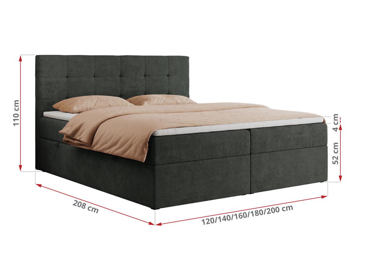 BOXBETT CENTO 200/200 Dunkelgrau Strukture - H4 - Dunkelgrau, Holz/Textil (200/200cm) - MKS
