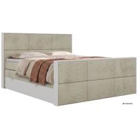 BOXSPRINGBETT DELVIT KING DUO 140/200 - Beige Velvet - Topper Visco - H4 - Beige/Schwarz, Kunststoff/Textil (140/200cm) - MKS