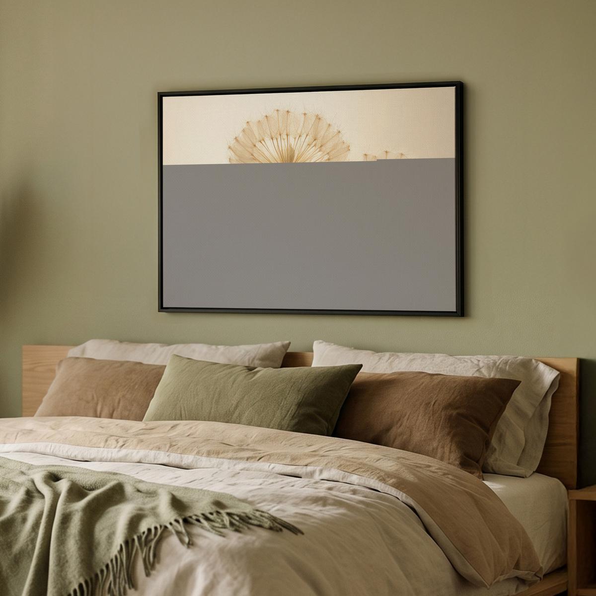 LEINWAND Bilder mit Rahmen - Sonnenlicht - Löwenzahn - Botanisch - Blumen - 70x50 - Creme, Textil (70/50cm) - MuchoWow