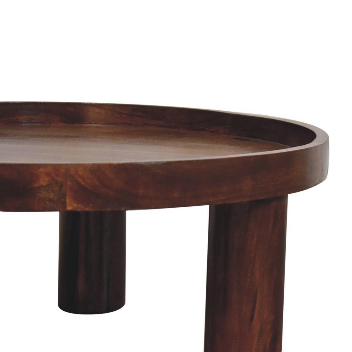 COUCHTISCH Crescent Kastanie, Zylindrische Beine, Dunkelbraun - Dunkelbraun, Holz (80/80/31cm) - Artisan Furniture