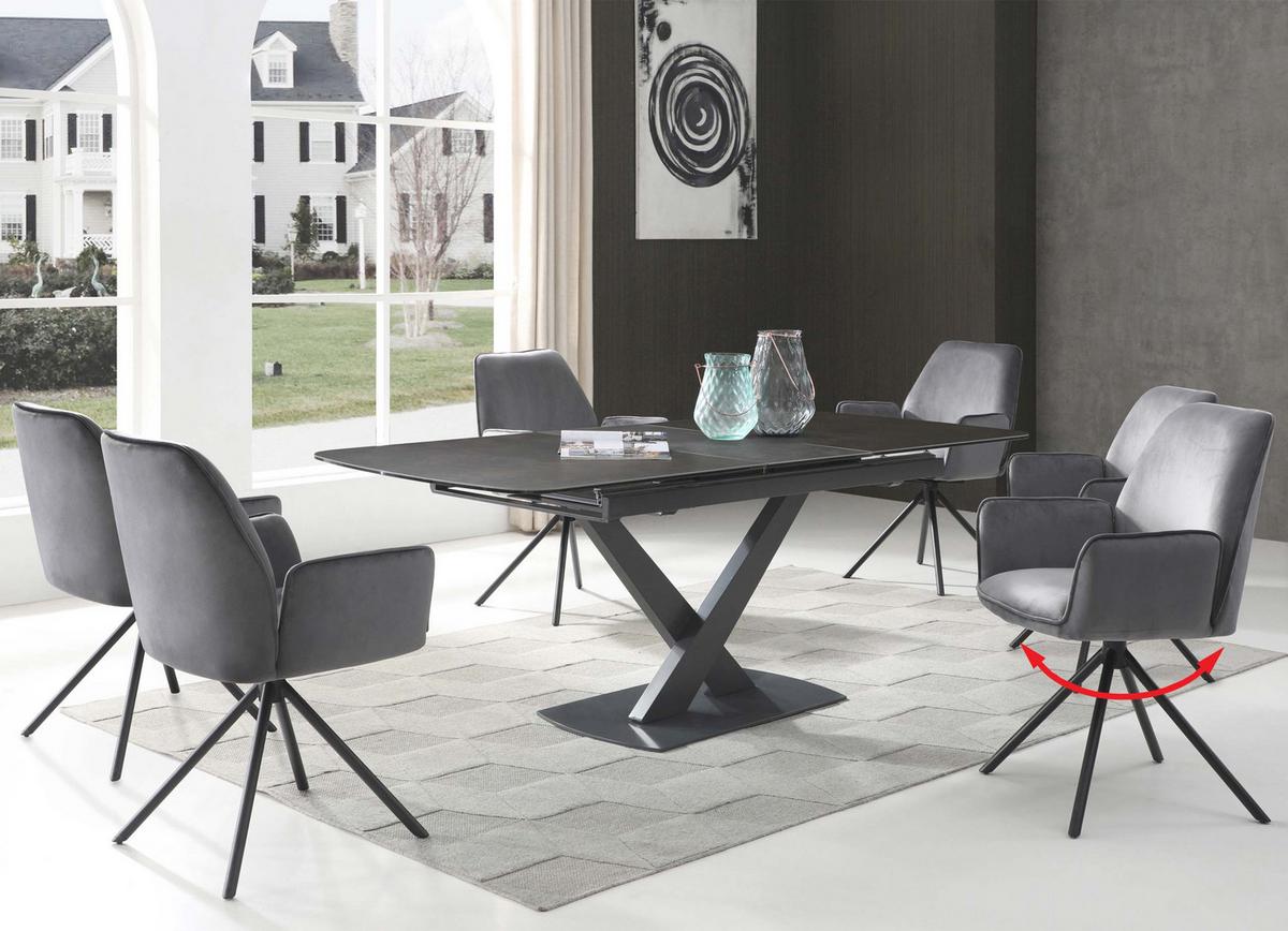 ESSZIMMERSTUHL Anthrazit, Schwarz 6er-Set - Dunkelgrau/Anthrazit, Textil (60/86/60cm) - MCW