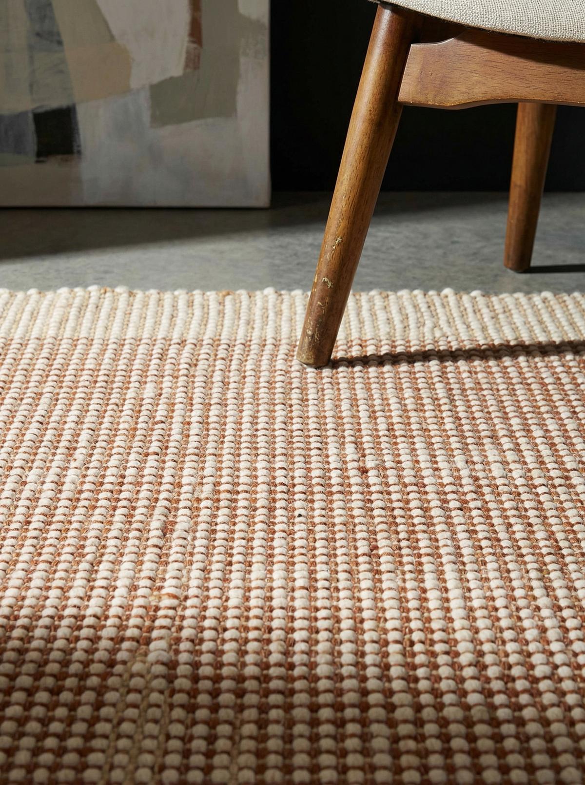 WOLLTEPPICH handgewebt mit Fransen PISA, geometrisch, Terrakotta, 200 x 290 cm - Orange, Textil (290/200cm) - KADIMA DESIGN