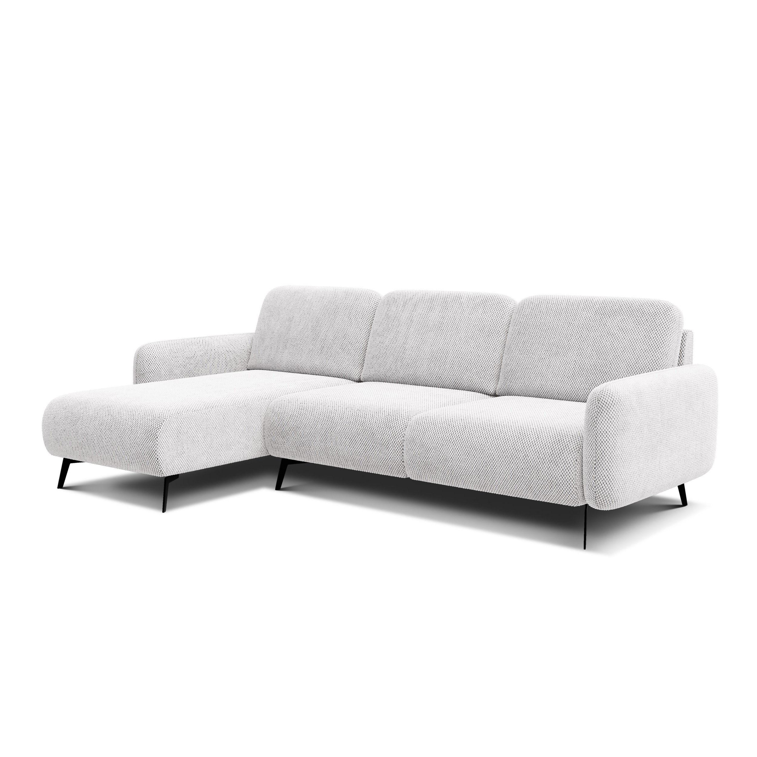 ECKSOFA FEBE 4-Sitzer links, creme - Creme/Schwarz, Holz/Textil (264/157cm) - Wozimo