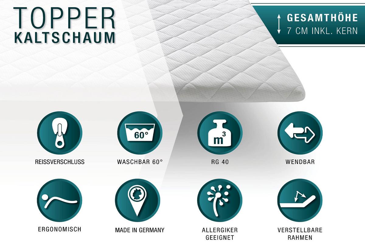 TOPPER SENCE-ICE KALTSCHAUM SOLO Weiß - Weiß, Textil (180/200cm) - KAWOLA
