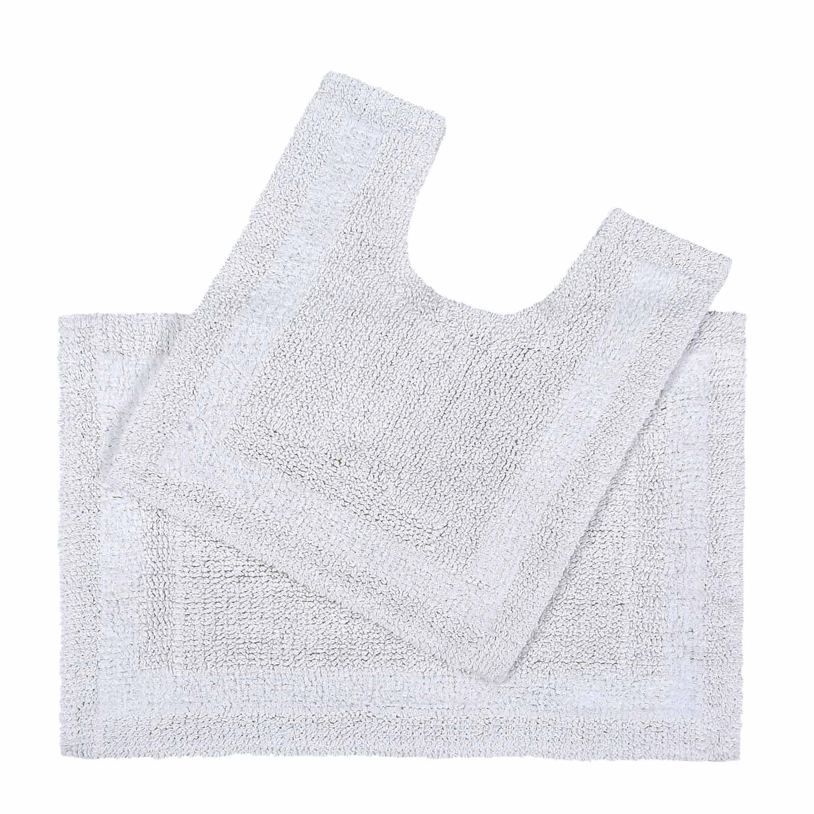 BADGARNITUR 2-tlg. Badematte & WC-Vorleger, 100% Baumwolle - Weiß, Textil (80/50cm) - Homescapes