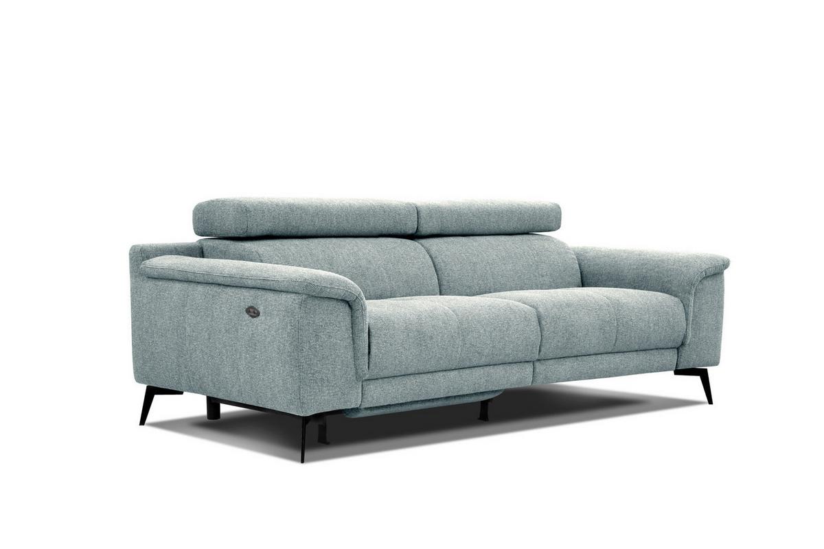 RELAXSOFA FIERO 3-Sitzer mit 1 Relaxfunktion, mintgrün - Schwarz/Mintgrün, Holzwerkstoff/Textil (212/82/103cm) - Wozimo