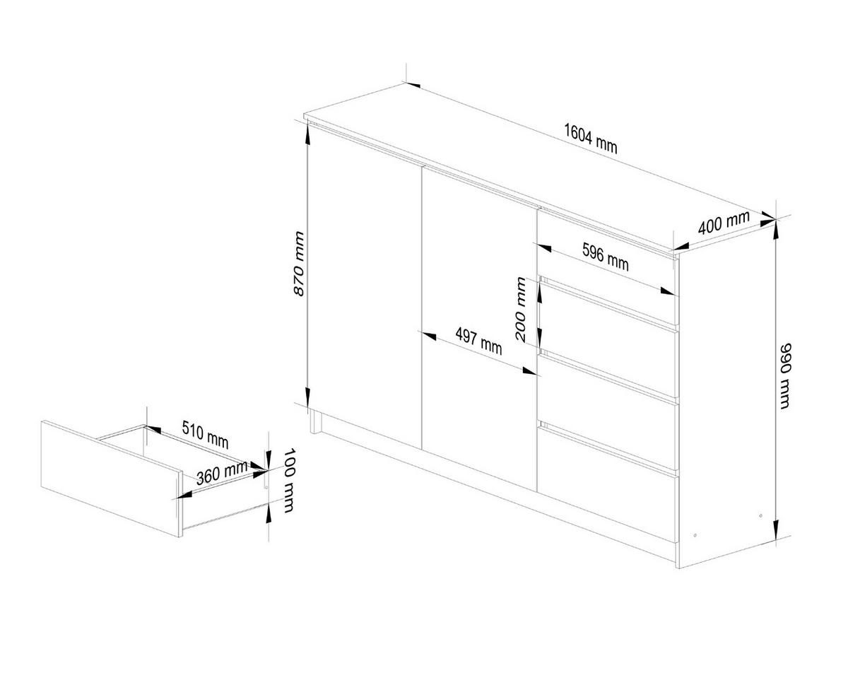 KOMMODE Weiß 99/160/40 - Weiß, Holzwerkstoff (160/99/40cm) - RAUMHIRSCH FURNITURE