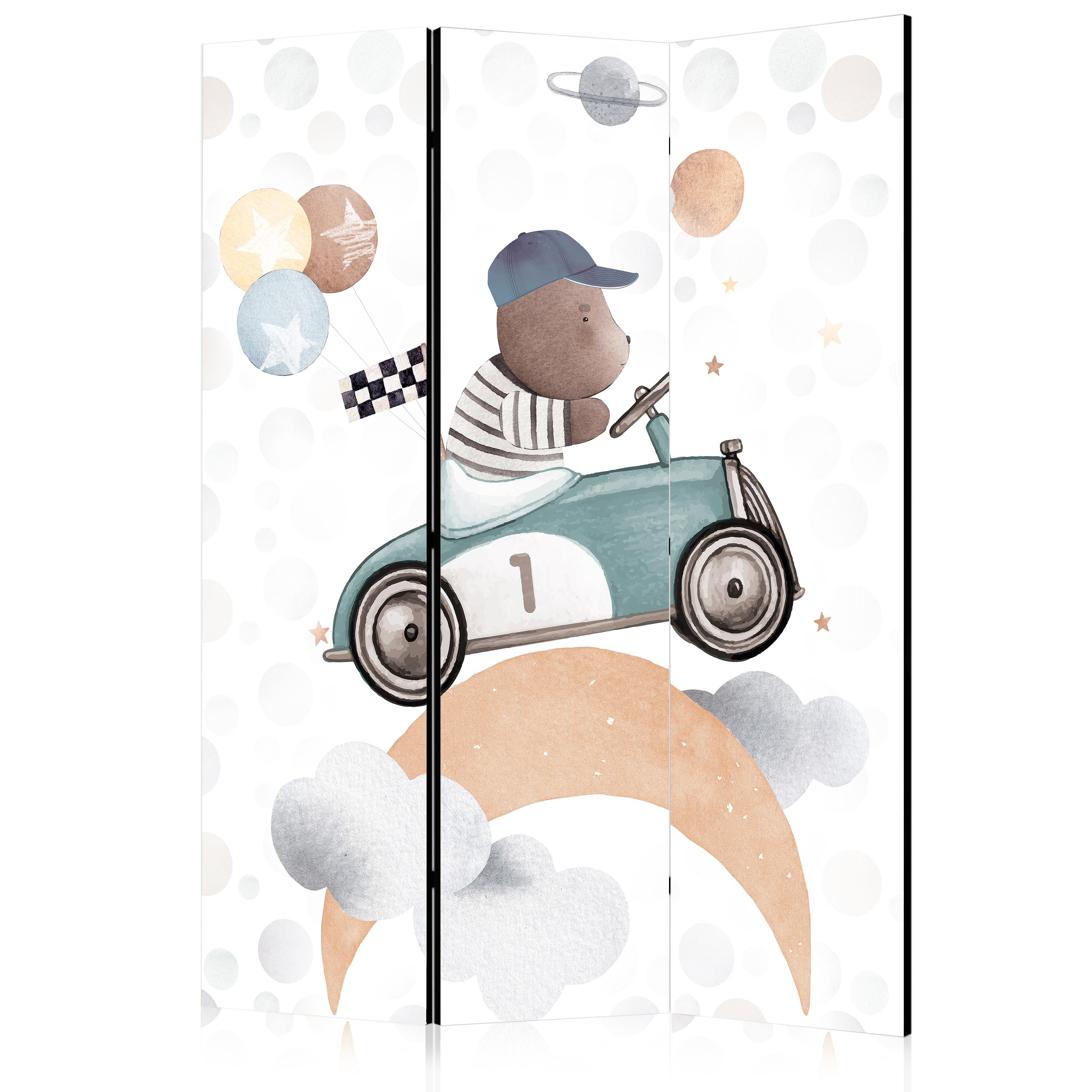 PARAVENT Akustik 3-tlg 135x172 cm Teddyb r im Auto - Multicolor, Holz/Textil (135/172/3cm) - Muralo