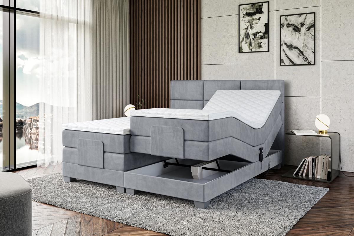 BOXSPRINGBETT elektrisch verstellbar mit 2 Matratzen H4/Taschenfederung PROT EL 160 x 200 Hellgrau - Hellgrau, Holzwerkstoff (167/200cm) - ALTDECOR