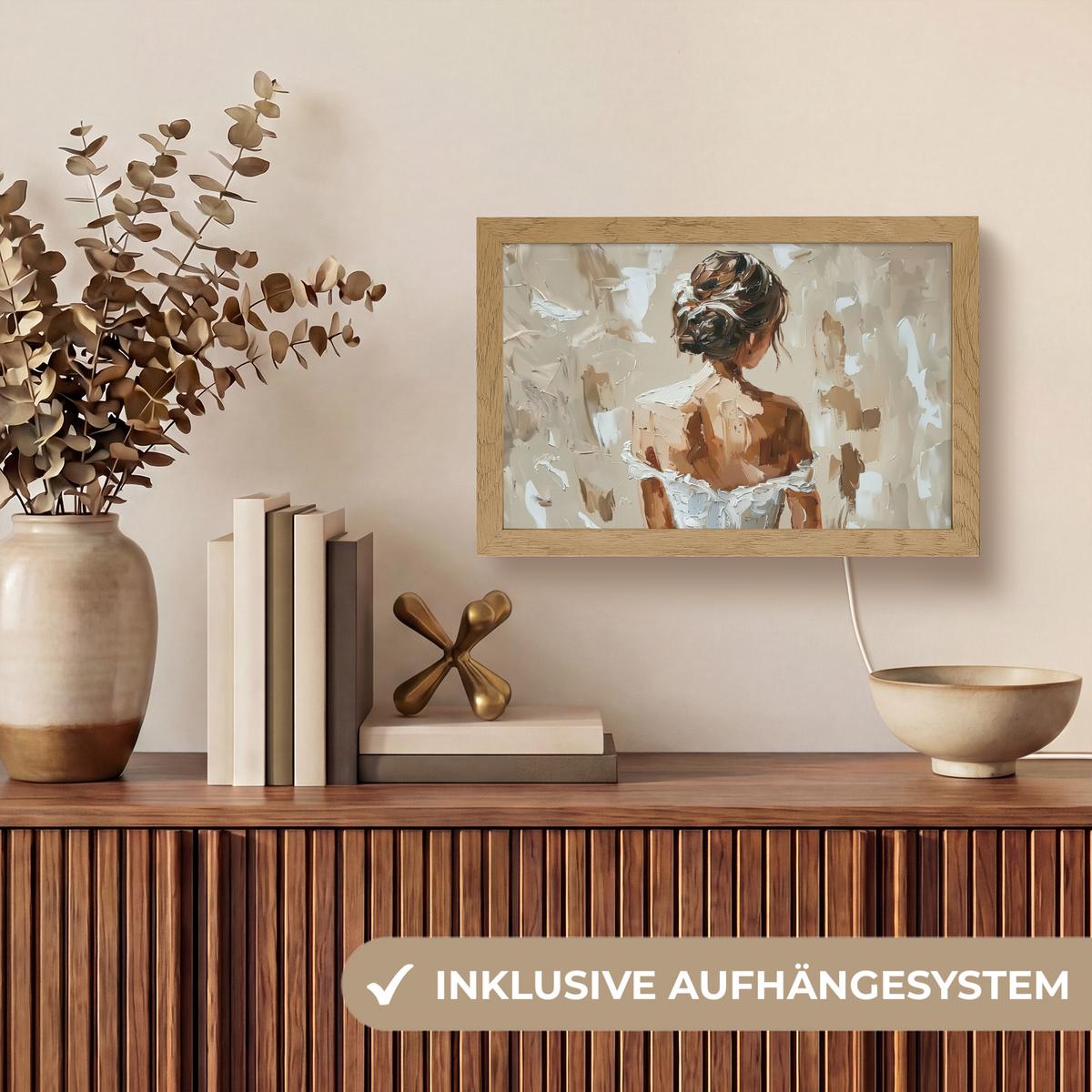 WANDLEUCHTE Frau - Farbe - Abstrakt - Beige - Modern 30x20 cm - Hellbraun, Holzwerkstoff (30/20/8cm) - OnlyWow