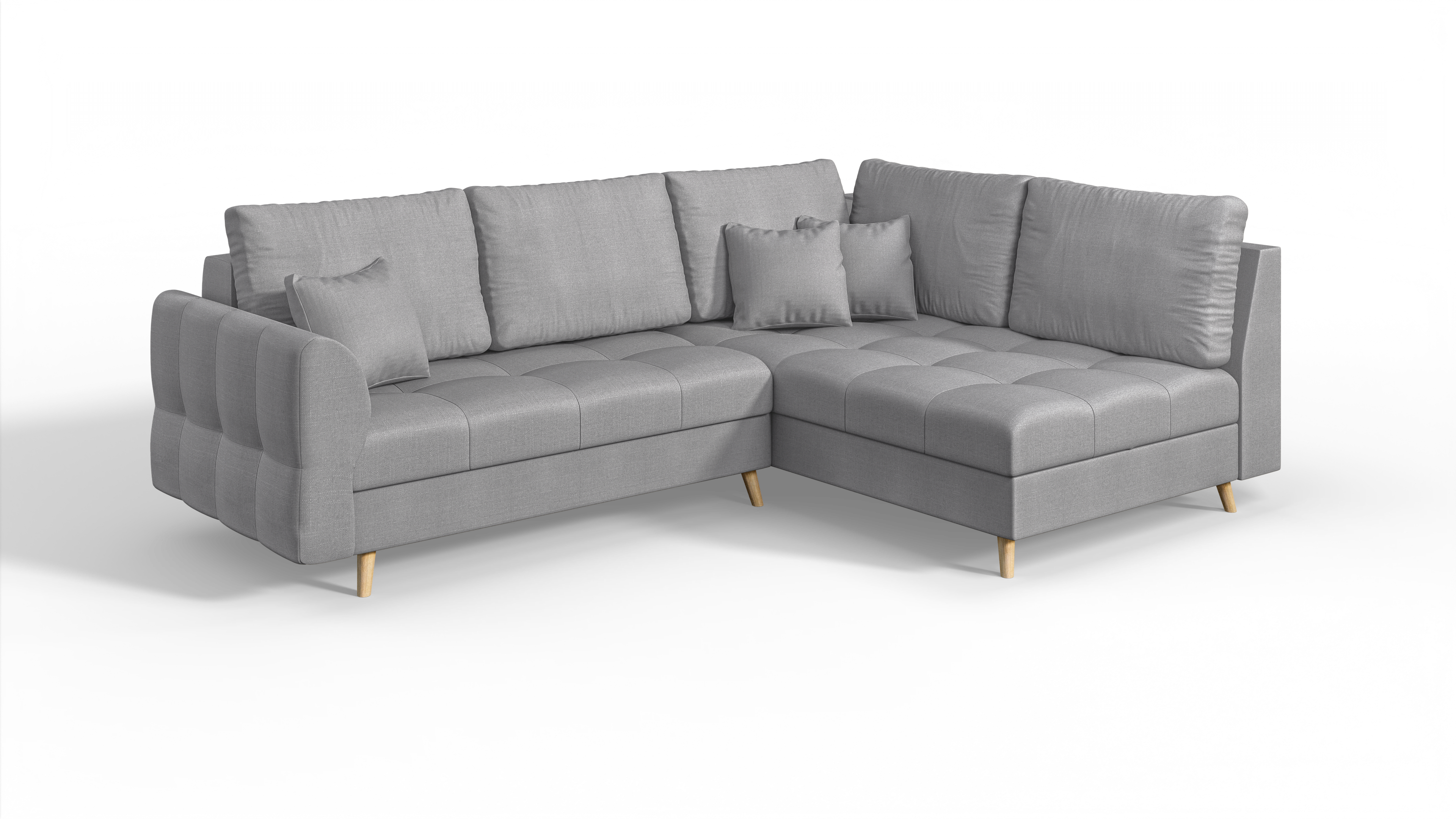 ECKSOFA Lorine Mikrofaser Grau - Hellbraun/Grau, Buchenholz/Textil (231/161cm) - S-Style Möbel