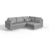 ECKSOFA Lorine Mikrofaser Grau - Hellbraun/Grau, Buchenholz/Textil (231/161cm) - S-Style Möbel