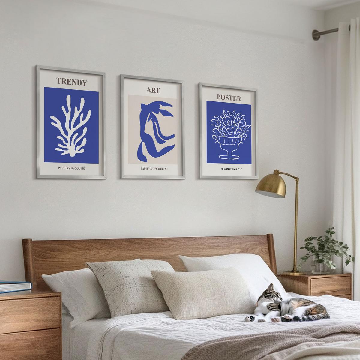BILDER SET 3er Set - 40x60 cm Silberner Rahmen - Matisses abstrakte Plakate - Silberfarben, Kunststoff (40/60cm) - TULUP